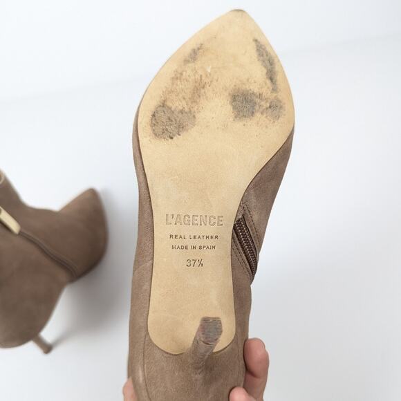 L'Agence Tan Aimee Suede Ankle Classic Boots Size 7.5 - Picture 7 of 10